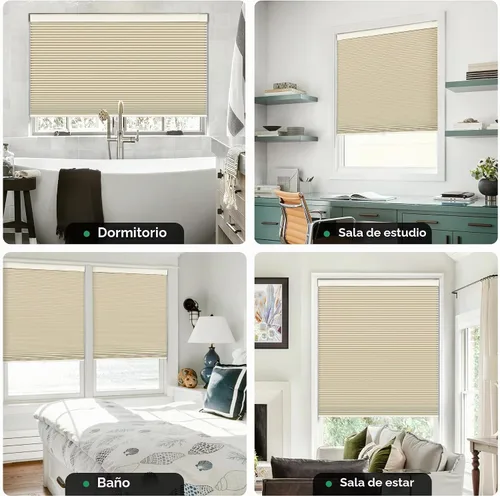Vista 5 de LazBlinds - Persianas celulares sin cordón, instalación sin herramientas ni perforaciones, opacas para bloqueo de luz y aislamiento térmico