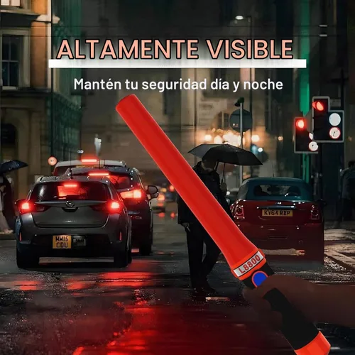 Vista 4 de Varita de tráfico LED para control de tráfico de 16 pulgadas, 4 piezas de bastón de tráfico de alta visibilidad con 3 modos de parpadeo