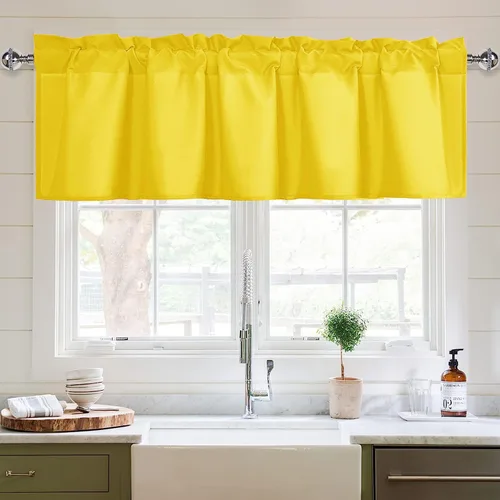 Vista 51 de XWZO Cortinas de cenefas de cocina para ventanas, sala de estar, dormitorio, baño, cubiertas superiores, estilo granja rústico, comedor, aislamiento