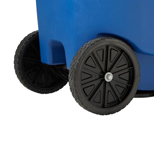 Vista 7 de Rubbermaid Commercial Products BRUTE Contenedor de Basura/Desperdicios Rodante con Ruedas, 95 Gal, Azul, para Restaurantes/Hospitales/Oficinas/Área
