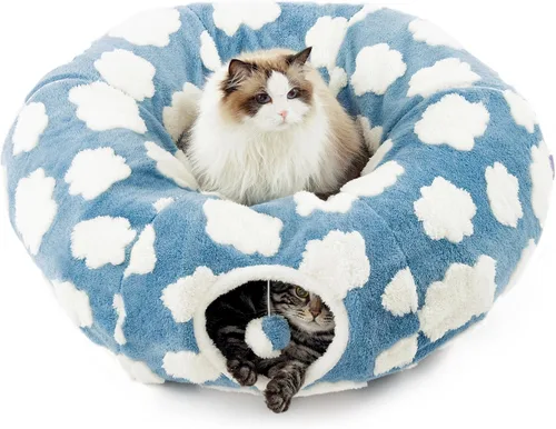 Vista 7 de Lesure Donut - Linda cama de túnel para gatos jacquard, grande, juguetes Arco Rosa Taffy