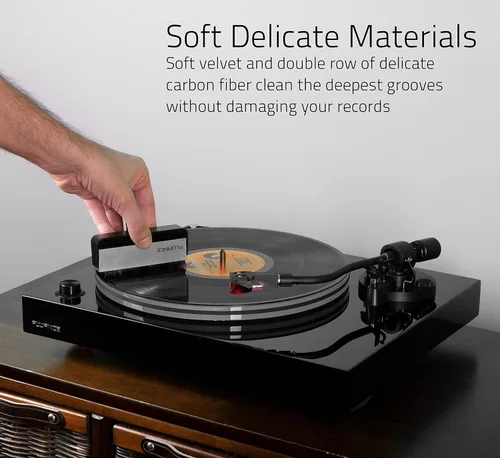 Vista 7 de Fluance Kit de accesorios para tocadiscos de vinilo y discos con cepillos antiestáticos de fibra de carbono para registro y lápiz capacitivo, plato