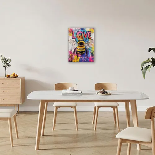 Vista 4 de Kylora Banksy - Arte de pared, imágenes de abeja, pintura de graffiti, impresiones en lienzo de amor, obras de arte enmarcadas para baño