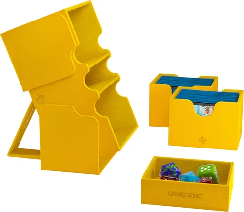 Vista 4 de Gamegenic Stronghold 200+ XL - Caja de cubierta convertible Doble manga Protector de juego de cartas con cajón de accesorios Superficie