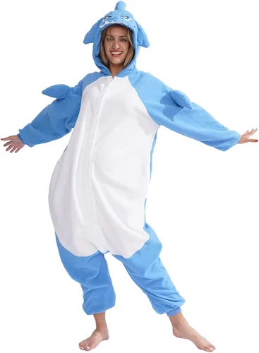 Vista 4 de Pijama de tiburón para adultos, disfraz de tiburón de una pieza, pijamas de animales para el hogar, ropa de dormir para mujeres y hombres, rosa