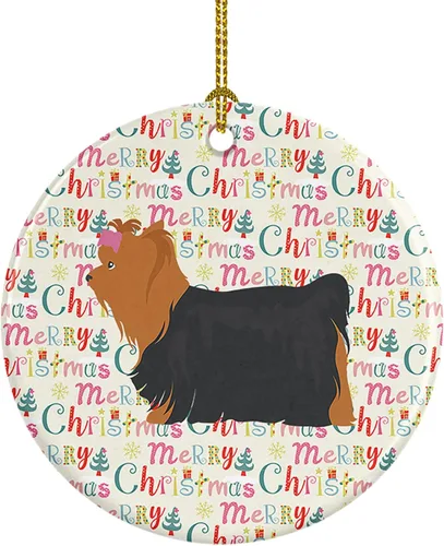 Vista 27 de Caroline's Treasures Abyssinian Sand Terrier - Adorno de cerámica para colgar en el árbol de Navidad, para el hogar, Navidad, fiestas, regalo, 3
