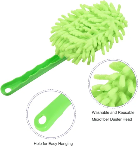 Vista 4 de MECCANIXITY Cepillo de limpieza lavable de chenilla de microfibra para computadora, teclado, ventana, muebles, hogar, cocina, oficina, verde