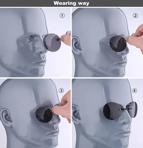 Vista 5 de Gafas de sol de nariz con clip para hombre, gafas redondas Matrix Morpheus Vintage Sun