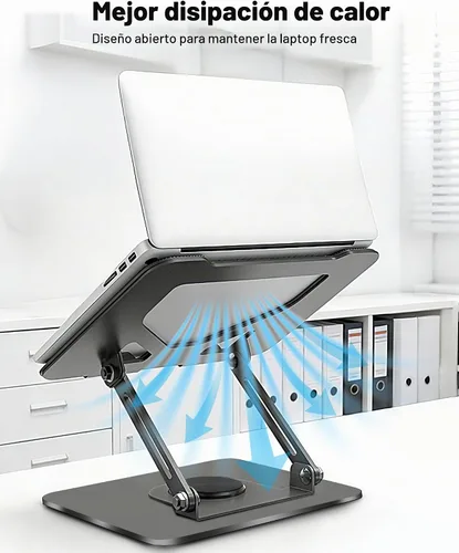 Vista 5 de Soporte giratorio para computadora portátil de 360° para escritorio