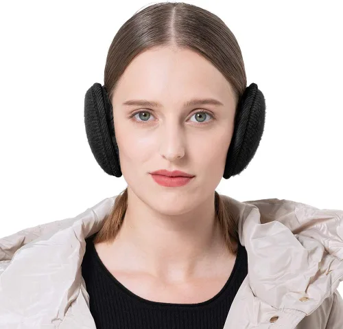 Vista 4 de Surblue - Orejeras de punto cálidas y unisex, orejeras ajustables para invierno, de cachemira y con pelo