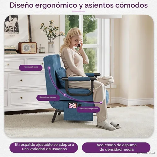 Vista 3 de TYBOATLE Silla de dormir, sillas plegables para adultos (azul celeste)