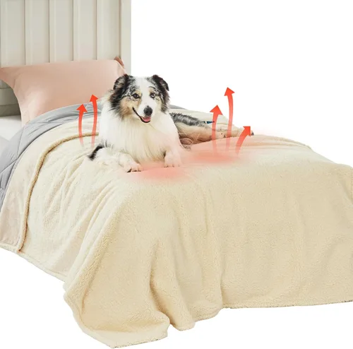 Vista 59 de Bedsure - Mantas impermeables para perros pequeños - Manta de felpa de sherpa con impresión suave lavable para perros y gatos, protector de muebles