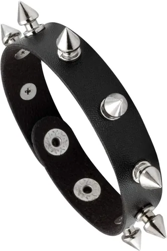 Vista 4 de Manfnee Pulsera gótica punk con remaches de clavos de metal, ajustable C: 3 piezas