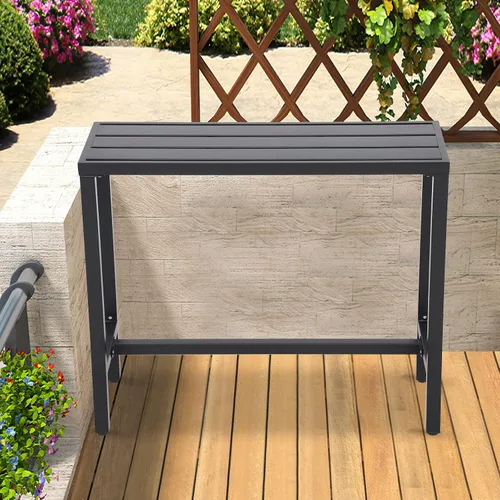 Vista 7 de Mesa de bar al aire libre, mesas de barra de altura de mostrador de patio, mesa de bar rectangular de 47 pulgadas para patio, jardín, balcón, junto