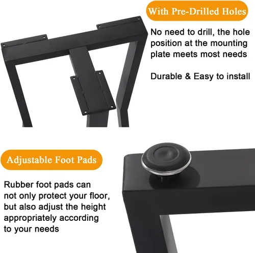 Vista 3 de Juego de 2 patas de escritorio de metal, patas de mesa en forma de T resistentes de 28 pulgadas de alto x 16 pulgadas de ancho, patas de metal