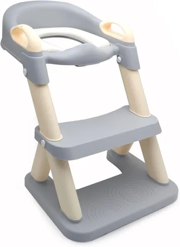 Vista 17 de Escalera de asiento de entrenamiento para niños pequeños, silla de inodoro con escalón más ancho, entrenador de baño para niños pequeños
