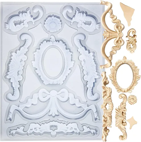 Vista 24 de Moldes de arte para arcilla polimérica, arcilla que se seca al aire, yeso, resina epoxi, fondant, decoración de pasteles, 3 molduras decorativas