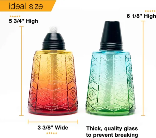 Vista 2 de Backyadda Elegantes linternas de cristal para tu mesa o patio con muchos colores para elegir. Juego de 3 linternas (azul caribeño)
