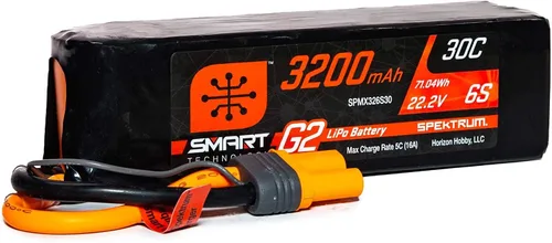 Vista 7 de Spektrum 11.1V 5000mAh 3S 30C Smart LiPo G2 Estuche rígido: IC3, SPMX53S30H3