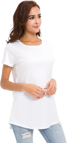 Vista 5 de LUSMAY Camiseta casual de manga corta con abertura lateral para mujer
