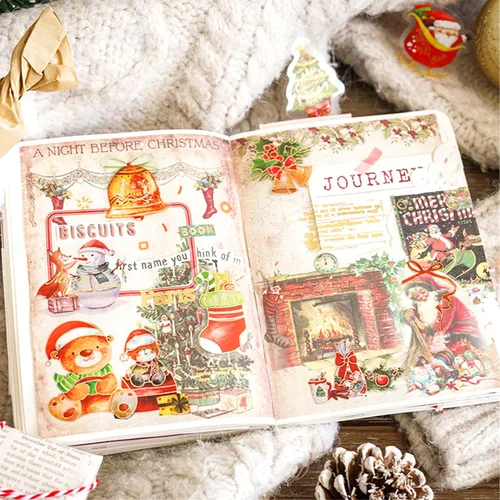 Vista 8 de Aromoty Calcomanías de Navidad de lámina dorada de Papá Noel, muñeco de nieve Set (180 piezas con 6 temas) - Calcomanías de resina transparente