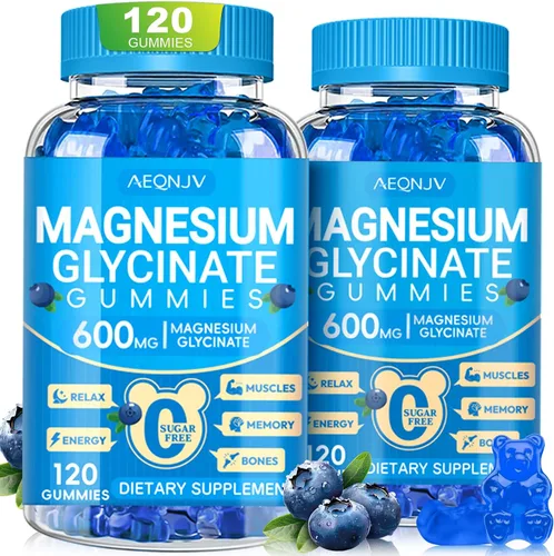 Vista 17 de Gomitas de glicinato de magnesio de 600 mg de alta absorción, glicinato de magnesio para mujeres y hombres con vitamina D, B6 y CoQ10 para adultos