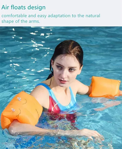 Vista 2 de Anillos flotantes de brazo de natación para niños y adultos (paquete de 8) con bomba inflable, flotadores de brazo de PVC para niños, bandas