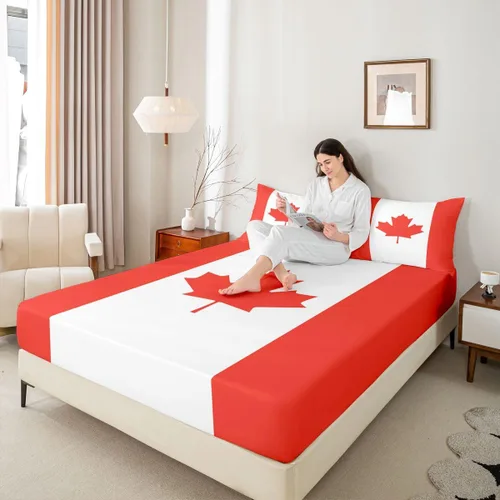 Vista 29 de Erosebridal American Flag Fitted Sheet Twin, Hockey Bedding Set United States Sports Games Bed Sheets for Kids Boys Teens Bedroom, Red White