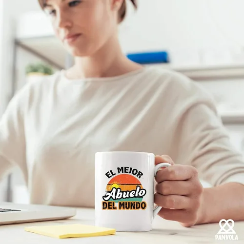 Vista 5 de El Mejor Abuelo Del Mundo - Taza de cerámica de 11 onzas, color blanco