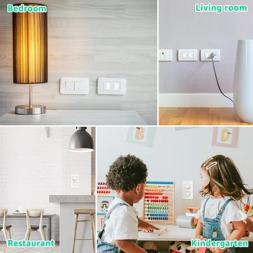Vista 6 de Cubiertas para enchufes a prueba de bebés con mango oculto (paquete de 32) Fundas para enchufes a prueba de niños Cubiertas para enchufes eléctricos