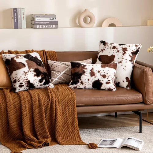 Vista 7 de Juego de 2 fundas de almohada de lujo de piel sintética para sofá, decorativas, suaves, esponjosas, para sala de estar, dormitorio, automóvil