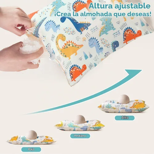 Vista 2 de Almohada orgánica con funda de almohada de dibujos animados - 16x22 Almohada para niños con funda de 100% algodón orgánico, almohada juvenil