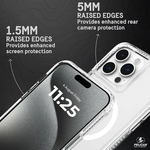 Vista 6 de Pelican Protector iPhone 15 Pro Max - Funda resistente MagSafe para teléfono, transparente