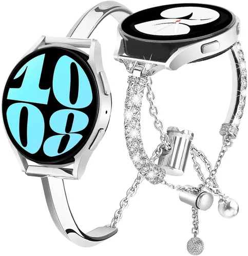 Vista 20 de DEALELE Bandas compatibles con Samsung Galaxy Watch 6/6 Classic / 5/5 Pro / 4/4 Classic / 3 1.614 in / Active 2, pulsera de repuesto de metal con 1#