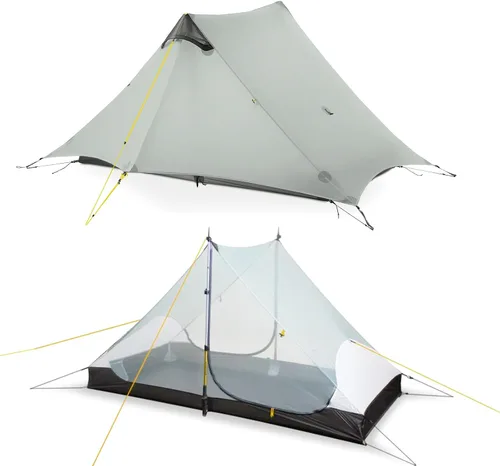 Vista 14 de LANSHAN Tienda de Campaña Ultraligera de 3 Temporadas para Mochilero para 1 Persona o 2 Personas Camping, Trekking, Kayak, Escalada, Senderismo