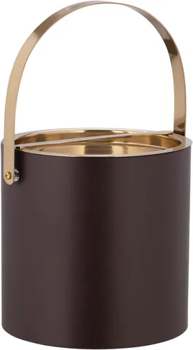 Vista 8 de Kraftware SYDNEY - Cubo de hielo de 3 cuartos con mango de arco cromado cepillado y cubierta de puente: beige