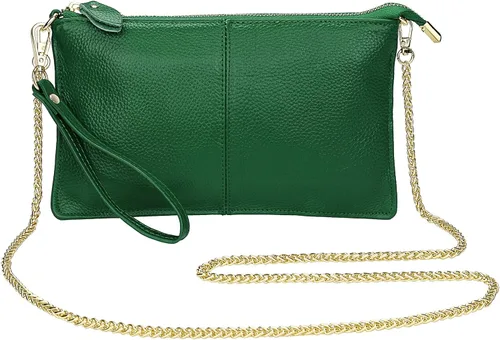 Vista 2 de Uromee Cartera de mano para mujer, de piel auténtica, con cadena de hombro desmontable
