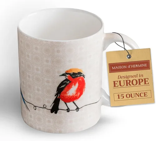 Vista 37 de Maison d' Hermine Taza de café con asas, tazas de porcelana fina de hueso, paquete de una taza de té para bebidas calientes, capuchino, latte