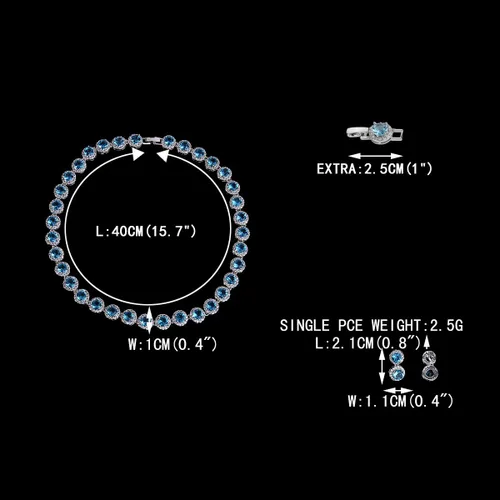Vista 4 de EVER FAITH Gorgeous Round Cut Cubic Zirconia Birthstone Bridal Necklace Earrings Tennis Bracelet Sets Wedding Prom Jewelry Set for Women