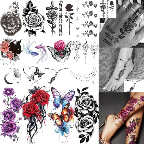 Vista 21 de VANTATY 20 hojas de tatuajes temporales extra grandes de brazo completo para hombres adultos, manga de tatuajes temporales de tigre, serpiente