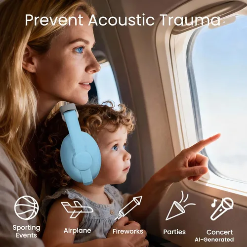 Vista 87 de Auriculares de bebé para protección contra el ruido, color blanco