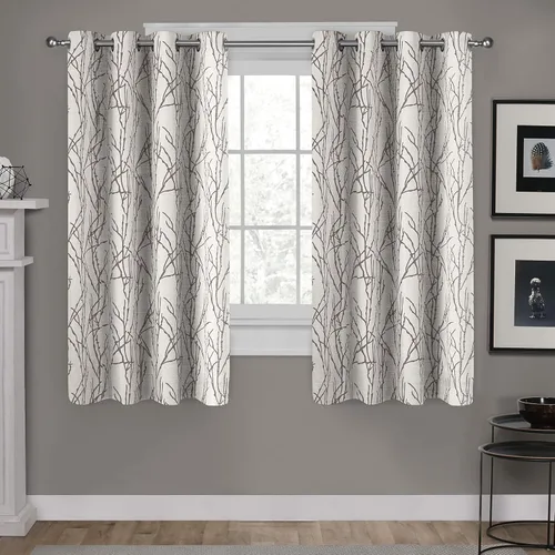 Vista 26 de Exclusive Home Branches - Par de paneles de cortinas de mezcla de lino con ojales, 54 x 84 pulgadas, negro