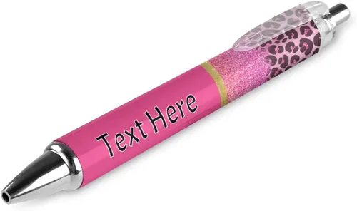 Vista 6 de Bolígrafos personalizados con estampado de leopardo negro y azul con punta de lápiz capacitivo, bolígrafos grabados personalizados con nombre