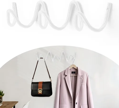 Vista 18 de Perchero de Pared con Montaje en Pared, Ganchos de Pared Creativos con Capacidad de 20KG, Fácil Instalación, Ganchos Multiusos para Abrigo, Negro