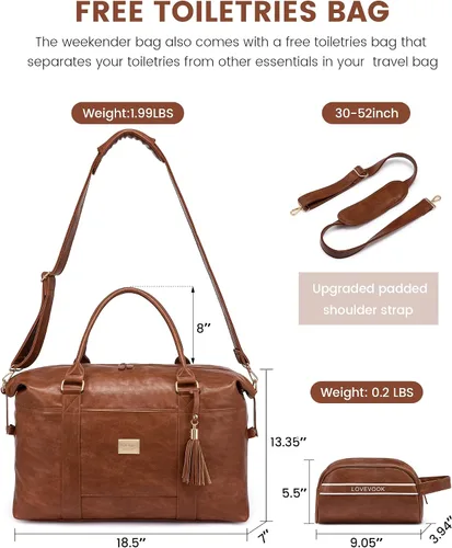 Vista 2 de Bolsa de viaje acolchada Weekender Bag para mujer, Marrón, Vintage