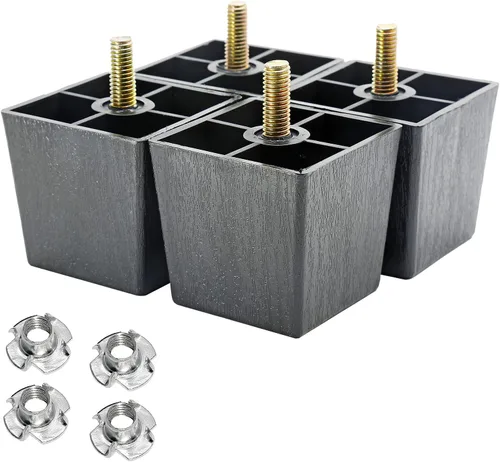 Vista 15 de Murtenze 4 patas de plástico para sofá de 2 pulgadas, patas de repuesto negras para sofá, patas redondas para muebles con pernos M8 para sofá
