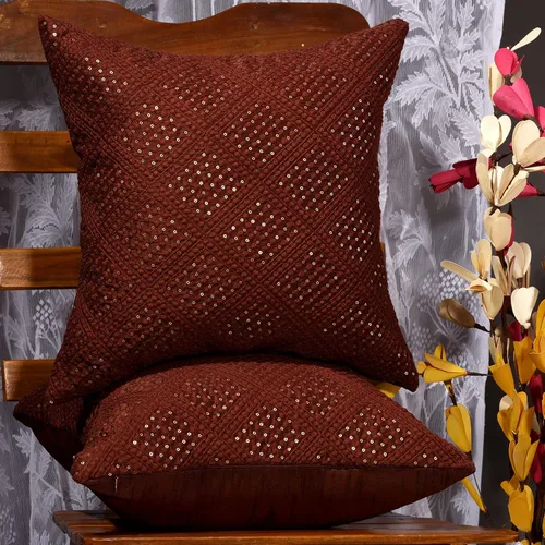 Vista 2 de Juego de 2 fundas de almohada marrones, fundas de almohada decorativas marrones de 18 x 18 pulgadas, fundas de almohada grandes para sofá, fundas