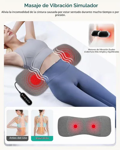 Vista 11 de Almohada de apoyo lumbar 3 en 1, masajeador de espalda de elevación de aire Gris-oscuro