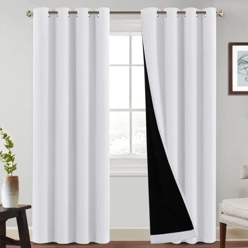Vista 22 de PrinceDeco Cortinas 100% opacas de 54 pulgadas de largo, completamente opacas, tratamiento de ventanas, cortinas forradas con aislamiento térmico