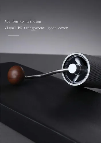 Vista 4 de Hero - Molinillo de café manual con rebaba cónica de acero inoxidable CNC, ajuste interno ajustable, posicionamiento de doble rodamiento, café